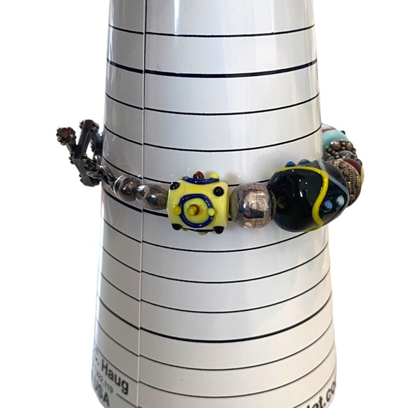 Silpada Sterling silver 925 chain bracelet charms art glass lampwork toggle - Picture 11 of 12